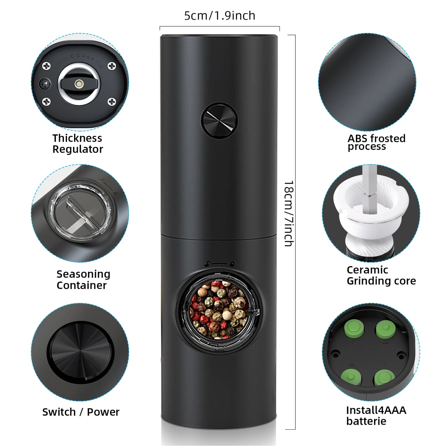 Electric Rechargeable Salt and Pepper Grinder Set